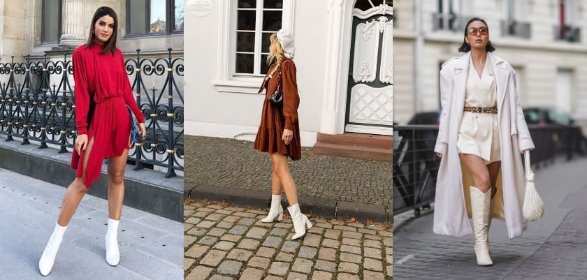 Vestidos con botas blancas