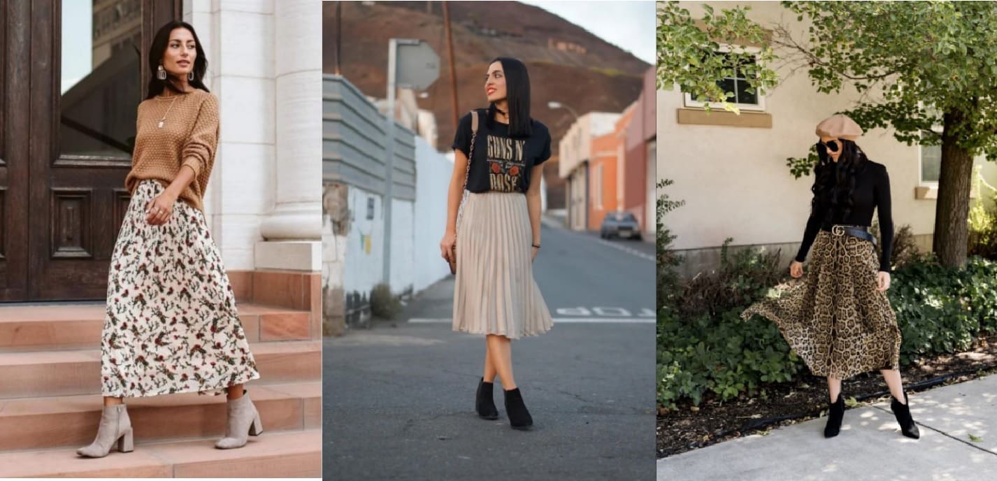 Looks de botines con falda