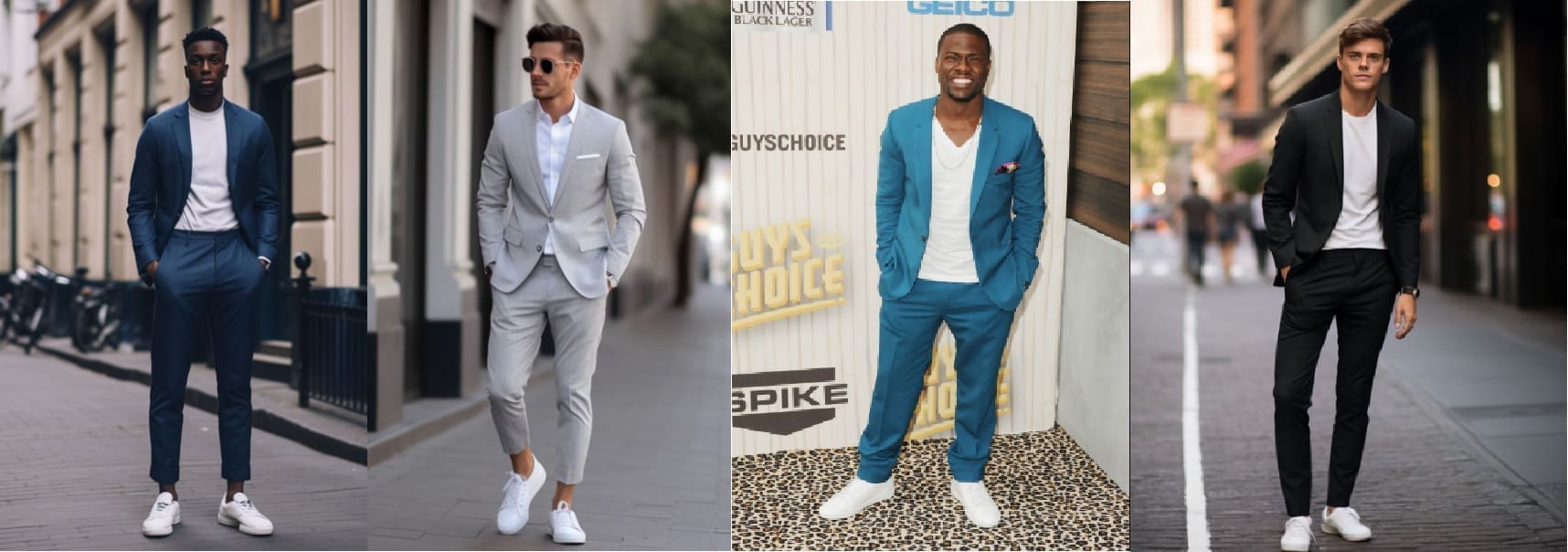 Looks formales de hombre con zapatillas blancas