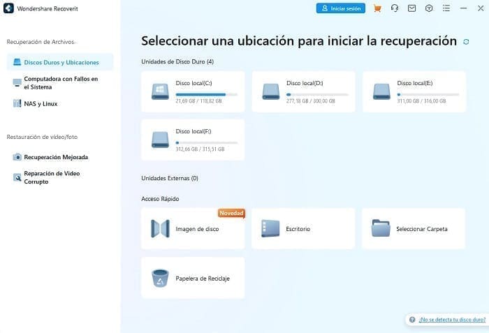 Uso de un software de recuperación de datos