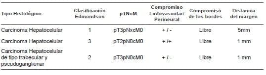 Características histopatológicas de los hepatocarcinomas resecados Características histopatológicas de los hepatocarcinomas resecados