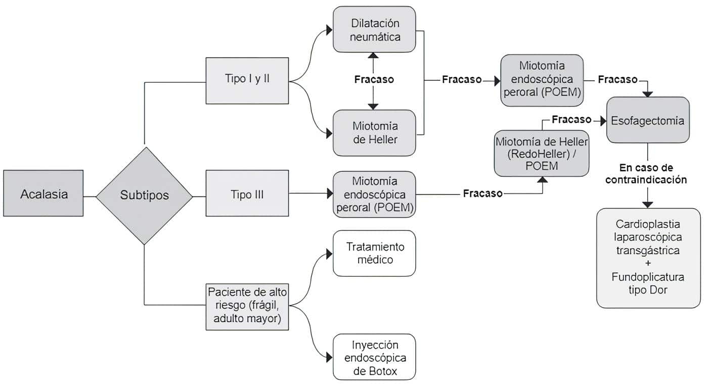 Algoritmo de tratamiento de la acalasia según los subtipos Algoritmo de tratamiento de la acalasia según los subtipos