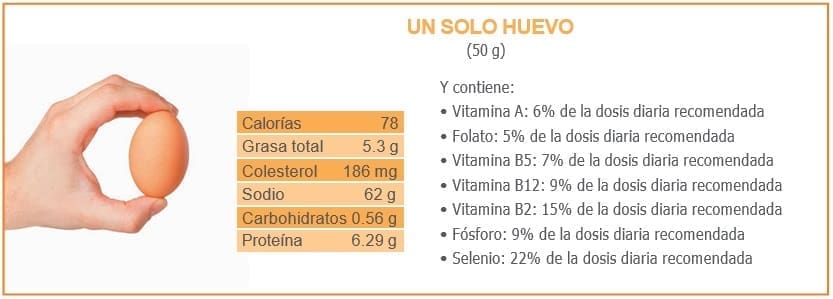 Un huevo de 50g contiene